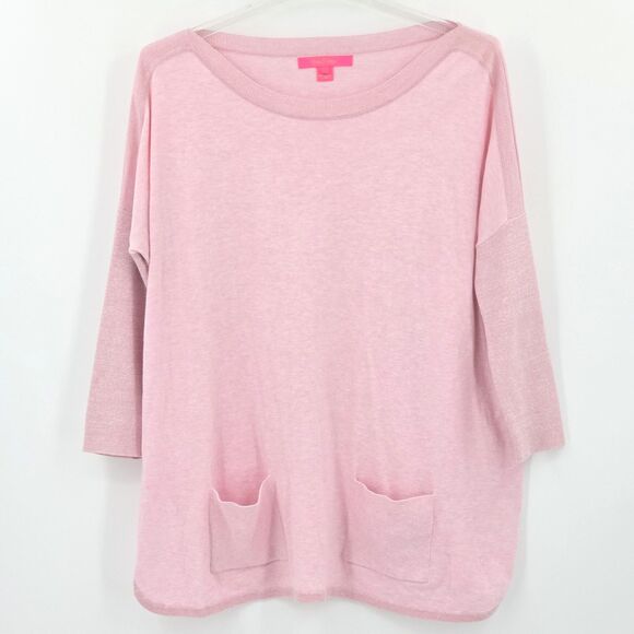 Lilly Pulitzer Cobo Oversized Sweater Womens XS Heathered Pink Tropics Fall Glam - Picture 2 of 8